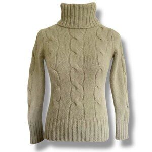 Y2k Vintage Banana Republic Womens Cashmere Sweater Sz XS Moss Green Cable Knit